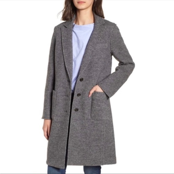 J.Crew Wool Coat Gray Boiled Wool Winter Fall Jacket Sz 12